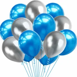 Solid Premium Metallic Latex Balloons Pack of 50 Blue and Silver Balloons for Decoration (Blue Silver, Pack of 50) Balloon-image-7