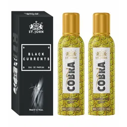 St. John Combo Of 3 Cobra Deodrant No Gas Music Pack of 2 100ml each & Black Current 50ml-19