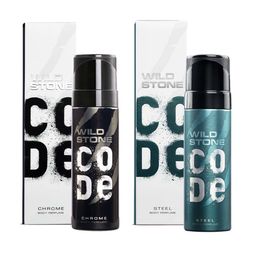 Wild stone Men Set of 2 Long Lasting Code Body Deodorant - Steel & Chrome - 150 ml Each-86
