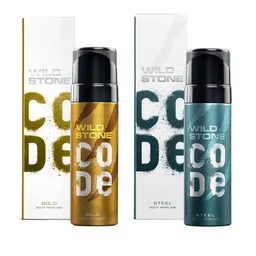 Wild stone Men Set of Code Gold & Steel Long Lasting Body Deodorant Perfume - 150 ml each-35