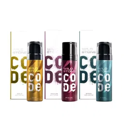Wild stone Men Set of 3 Code Long Lasting Body Deodorant 150 ml each - Iridium+Gold+Steel-2