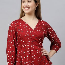 FLAMBOYANT Women Maroon Floral Printed Wrap Top-image-7