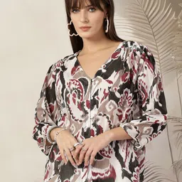 plusS Tropical Print Kimono Sleeve Cotton Wrap Top-picture-58