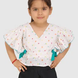 Jelly Jones Floral Printed V-Neck Flutter Sleeve Cotton Peplum Top-image-99