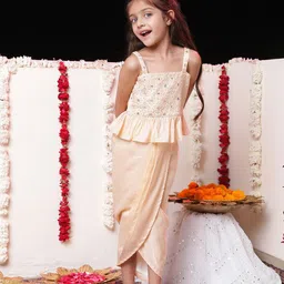 VASTRAMAY Girls Embroidered Sequinned Ready to Wear Lehenga & Crop Top-image-57