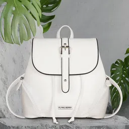 FLYING BERRY Women White & Black Backpack with Compression Straps-49