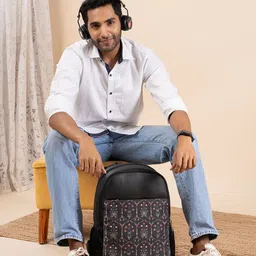 ZOUK Printed Vegan Leather 16 Inch Laptop Backpack with Compression Straps image 1