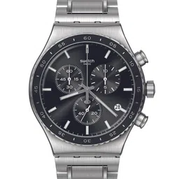 Swatch Men Embellished Dial & Stainless Steel Bracelet Style Straps Analogue Watch YVS495G-39