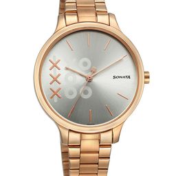 Sonata Women Textured Dial & Bracelet Style Straps Analogue Watch 87050WM04-35