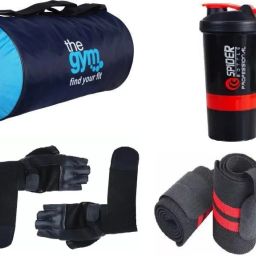 sport bag for gym travel bag with spider bottle with gym gloves and wrist support Fitness Accessory Kit Kit-image-86