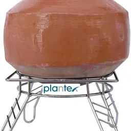 Matka Kitchen Rack Heavy Stainless Steel Matka Stand/Plant Pot Stand (21.5 x 21.5 x 14.5 cm Chrome) Steel-26