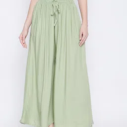 Clora Creation Women Green Flared Knitted Palazzos-26