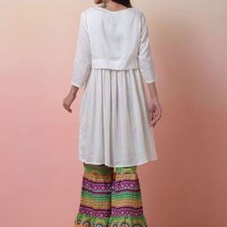 Sangria A-Line Knee Length Kurta With Printed Sharara image 3