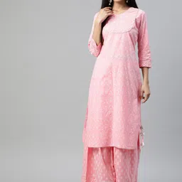 aayusika Women Ethnic Motifs Printed Gotta Patti Pure Cotton Kurta with Palazzos-image-58