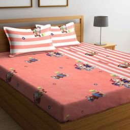 Paw Patrol Themed Double Bedsheet with 2 Pillow Covers in Pink Colour by Klotthe-picture-17