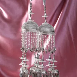 Adwitiya Collection Silver-Plated Pearls Beaded Bridal Kaleeras-image-19