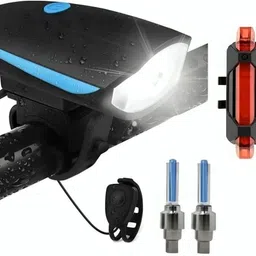 highrider Cycle Light Front with Horn, Rear Tail Light with Tyre Valve Light (Pack of 4 Bell-picture-10