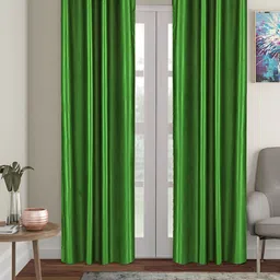 Cortina Green 2 Pieces Eyelet Door Curtains-image-92
