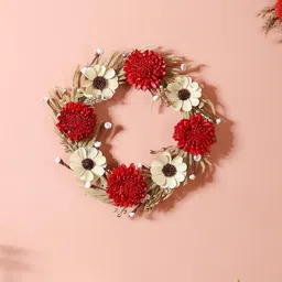 Nestasia Red & Beige Dried Eco-Friendly Flower Wreath-47
