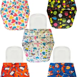 Reusable Dry Feel Free Size Quick Dry 5 Cloth Diapers without Insert-image-2