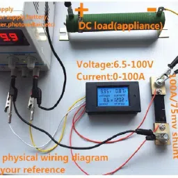 amicisense DC Energy Meter 4 in 1, 6.5V-100V 100A (10kW) Power Meter Digital Display with Blue Back Light Voltmeter image 3