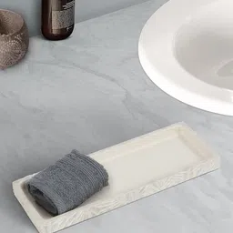 OBSESSIONS Beige & Brown Textured Rectangular Bath Tray-9