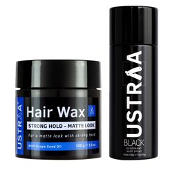 Ustraa Men Matte Look Hair Wax & Black Deodorant Body Spray-31