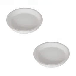 LASAKI  White 2 Pieces Round Ceramic Planter Trays-image-87