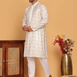 Men Silk Blend Kurta Pyjama Set-image-44