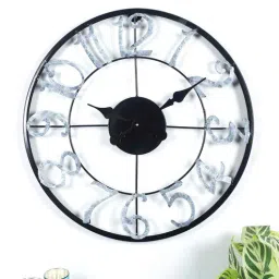 Iron Black & Silver Numeric Wall Clock By The Craze by Amaya Decors-picture-45