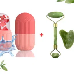 Combo Of Ice Roller, Face Stone Roller Massager with Gua Sha Stone Set-14