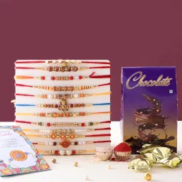 Religious Rakhi-Set-Chocolate-(12)-Mix-1033 Mauli Thread Rakhi Set-28