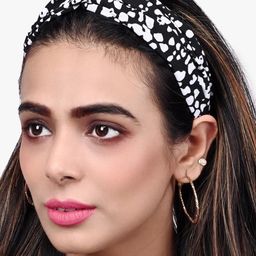 BuckleUp Women Black & White Printed Knot Detailed Hairband-image-28