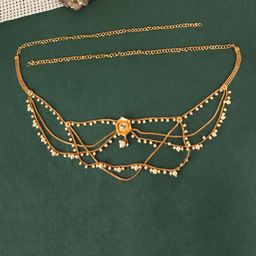 JEWELS GEHNA Women Gold-Plated White CZ-Studded Handcrafted Kamarbandh-image-71