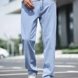 Men Relaxed Fit Mid Rise Light Blue Jeans-image-95