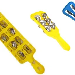 plastic Manjira Hand Kartal Intstrument for Bhajan Cymbals Multicolor set of 3 Kartal Instrument-image-37