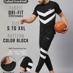Men Night Suit Set Black, White Colorblock-image-57