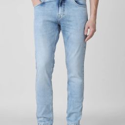Men Skinny Mid Rise Light Blue Jeans-image-28