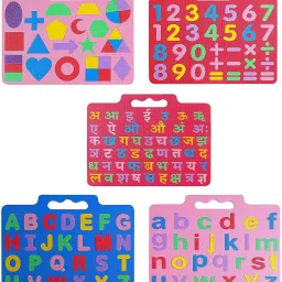 Eva Multicolor Super Combo Capital & Small Alphabets A to Z Number Hindi Varnamala And Shape Learning Board Play Floor Mat Interlocking Puzzle for Kids, Boys, Girls, Children Toys for Age 2+ Pack of 5 Size 33 X 24 CM-3