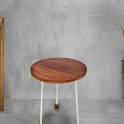THE HOME CO.Brown & Silver toned Sitting Stool-13