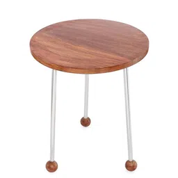 the home co. THE HOME CO.Brown & Silver toned Sitting Stool image 2