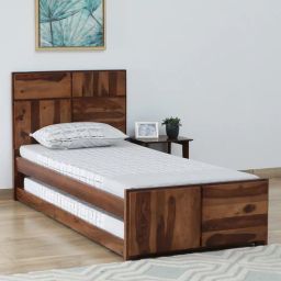 woodsworth from pepperfry Bergen Sheesham Wood Single Bed In Rustic Teak Finish With Trundle-picture-48