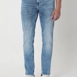 Men Skinny Mid Rise Light Blue Jeans-image-86