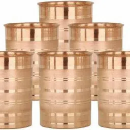(Pack of 6) (Pack of 6) PLAIN COPPER GLASS-1 Glass Set (350 ml, Copper) Glass Set Water/Juice Glass-18