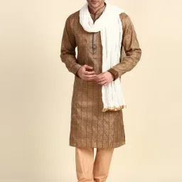 Silk Blend Solid White Men Dupatta-image-97