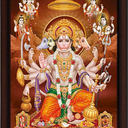 Panchmukhi Hanumanji Hindu God UV Matt Textured Effect Framed HD Digital Reprint 11 inch x 14 inch Painting-13