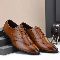 INVICTUS Men Tan Solid Formal Derbys-image-82