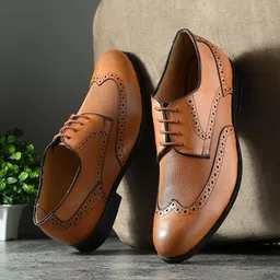 CLOG LONDON Men Perforated Leather Formal Derbys-picture-33