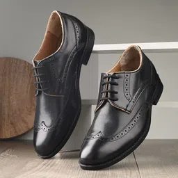 CLOG LONDON Men Perforated Leather Formal Derbys-picture-52