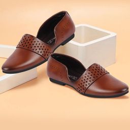 FAUSTO Men Textured Lightweight Comfort Insole Basics Mojaris With Laser Cuts-15